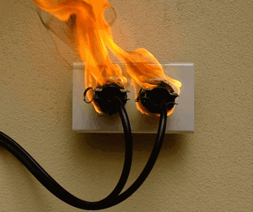2 burning outlet electrical plugs