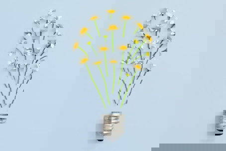 lightbulb base with white daisies