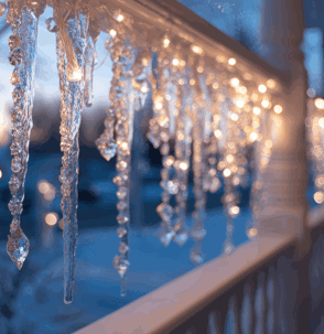 icicles glow with warm string lights